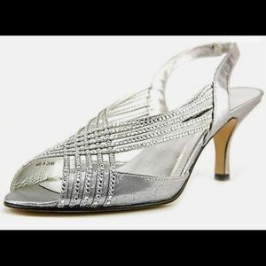 Caparros Quayliah Kitten Heel Evening Sandals, Silver Flame